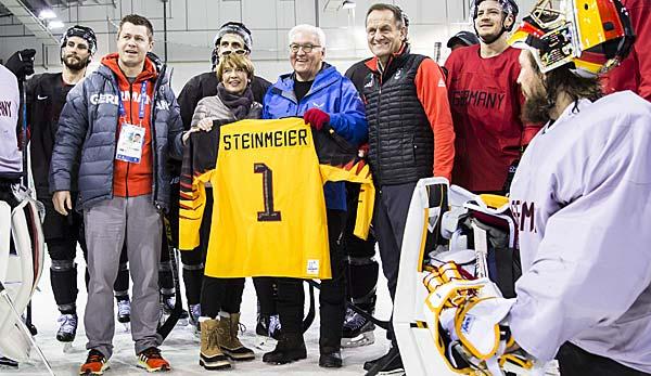 Olympia 2018: Federal President Steinmeier visits ice hockey training course