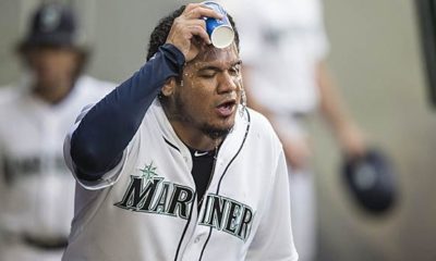 MLB: Felix Hernandez after Line Drive injured from the square