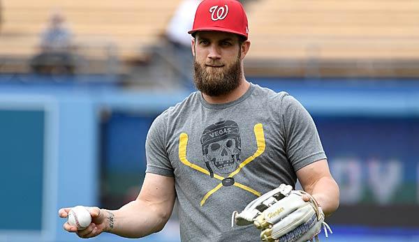 MLB: Bryce Harper plays with Vegas Golden Knights logo on the bat