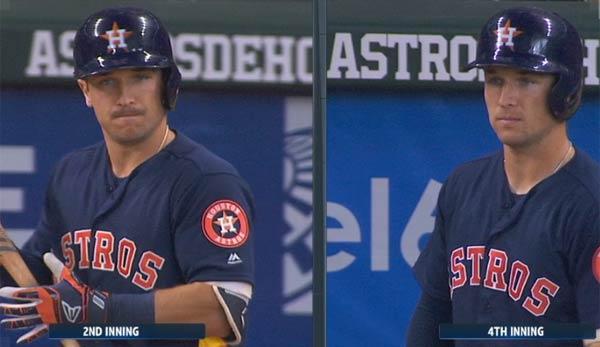 MLB: Houston-Star shaves during the game