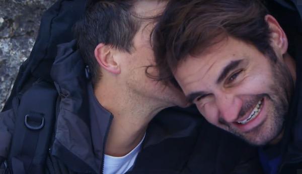 Tennis: Roger Federer with Bear Grylls in the wilderness: Fisheyes and icy cliffs