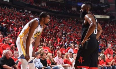 NBA: Warriors vs. Rockets - Giant meeting with staggering boxers